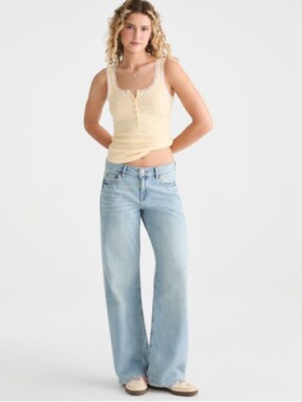 Aeropostale Jeans Womens 2 Reg Light Wash Low Rise Baggy Denim Wide Leg 90s